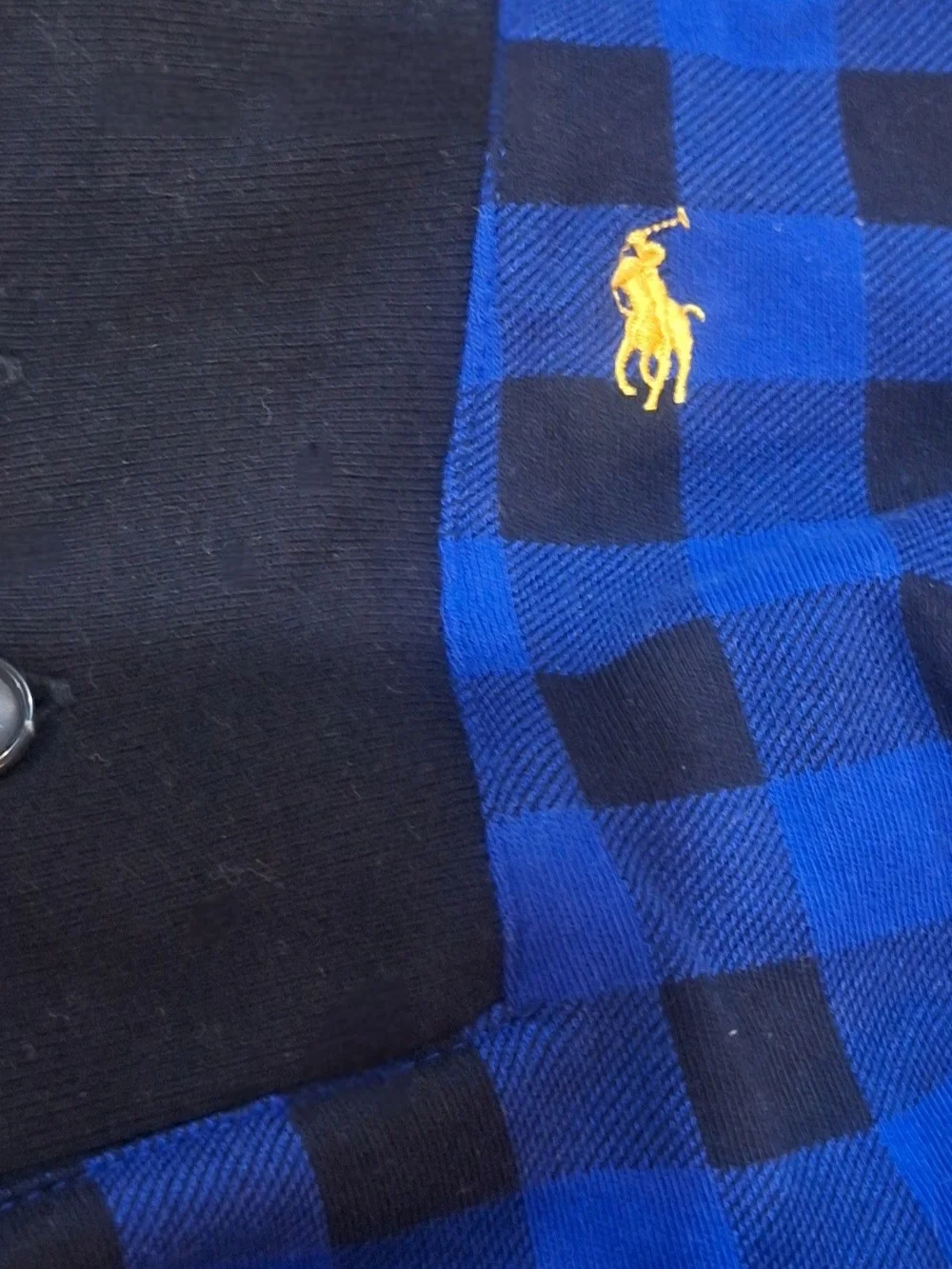 Ralph Lauren Baby Buffalo Plaid 2 Piece Set Blue Black 6M #2185
